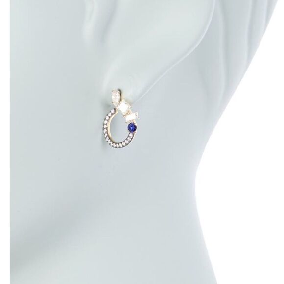 NADRI Encore Mixed Shape CZ Front-Facing Hoop Earrings, Blue/Gold, NWT - Picture 4 of 11